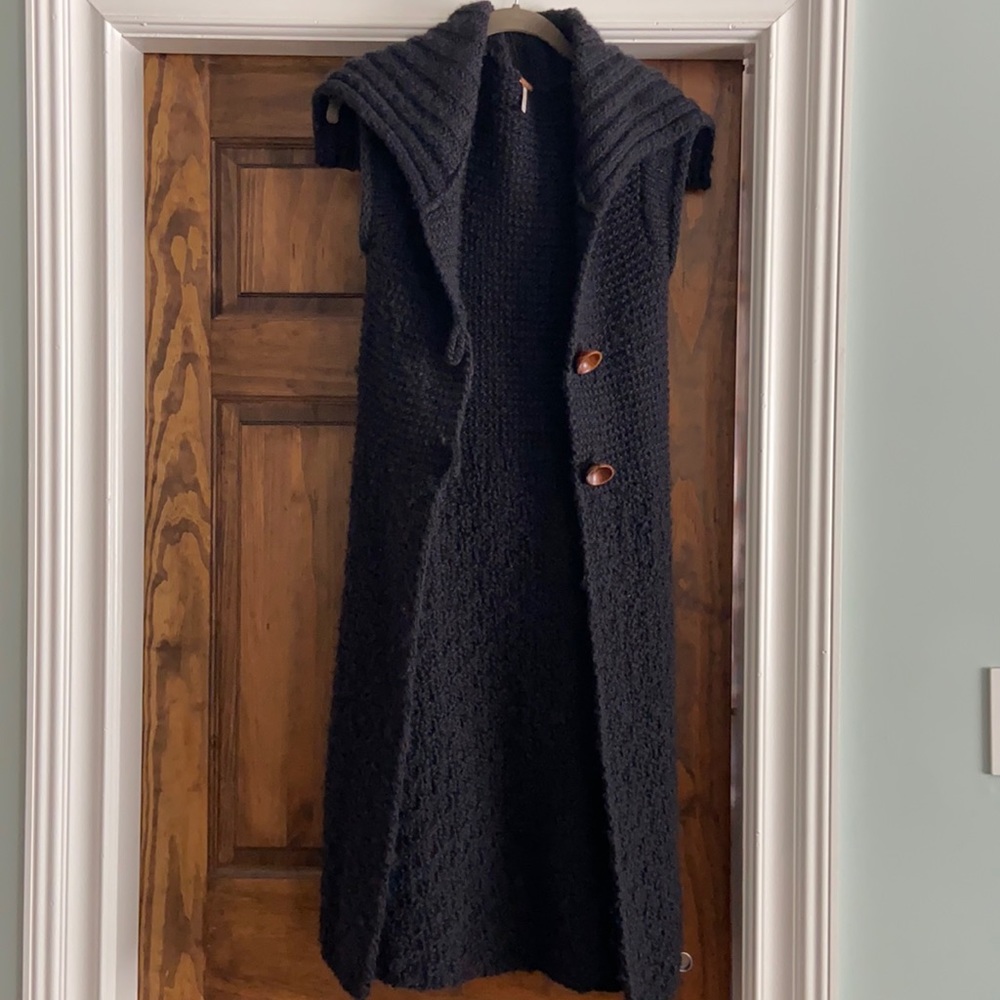 Free People long vest with 2 wood buttons  (Size S) Used a few times! 97% wool
